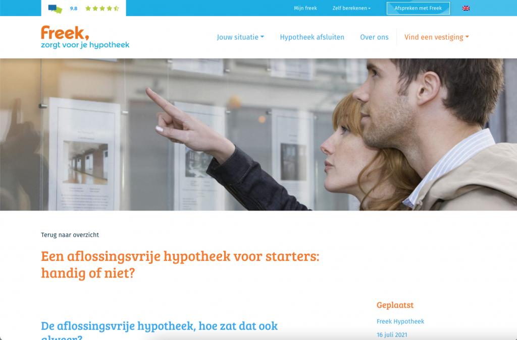 afbeelding website Freek Hypotheek Woordatelier
